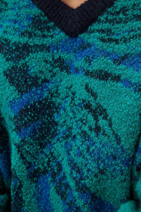 Trestle Jacquard V-Neck Sweater Navy Valley Men J.Lindeberg Clothing 66XF995 - Image 4