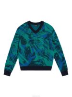 Trestle Jacquard V-Neck Sweater Navy Valley Men J.Lindeberg Clothing 66XF995 - Image 5