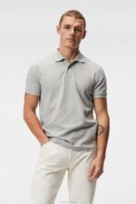 Troy Polo Light Grey Melange Men J.Lindeberg Clothing 66XF963