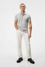 Troy Polo Light Grey Melange Men J.Lindeberg Clothing 66XF963 - Image 3