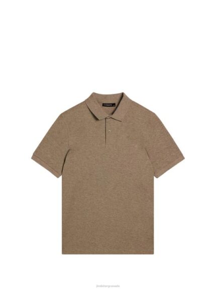 Troy Polo Tiger Brown Melange Men J.Lindeberg Clothing 66XF965