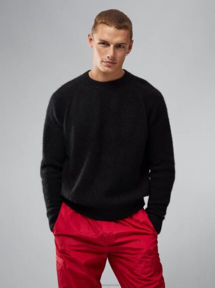 Vance Mohair Blend Sweater Black Men J.Lindeberg Clothing 66XF2296
