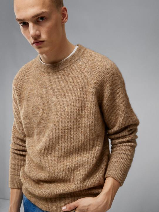 Vance Mohair Blend Sweater Tiger Brown Men J.Lindeberg Clothing 66XF2295 - Image 4
