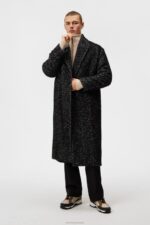 Willy Herringbone Coat Black Melange Men J.Lindeberg Clothing 66XF911 - Image 2