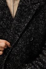 Willy Herringbone Coat Black Melange Men J.Lindeberg Clothing 66XF911 - Image 4