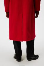 Willy Wool Coat Fiery Red Men J.Lindeberg Clothing 66XF909 - Image 2