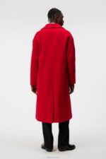 Willy Wool Coat Fiery Red Men J.Lindeberg Clothing 66XF909 - Image 3