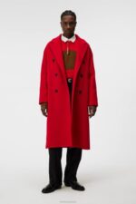 Willy Wool Coat Fiery Red Men J.Lindeberg Clothing 66XF909 - Image 4