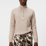 Wilton Half Zip Sweater Oyster Gray Men J.Lindeberg Clothing 66XF1000