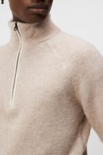Wilton Half Zip Sweater Oyster Gray Men J.Lindeberg Clothing 66XF1000 - Image 4