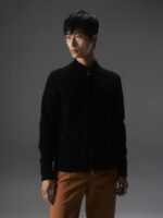 Yousin Merino Zip Sweater Black Men J.Lindeberg Clothing 66XF2277