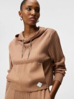 Zania Knitted Hoodie Tiger Brown Women J.Lindeberg Clothing 66XF1834 - Image 3