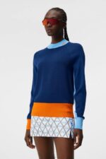 Zoe Knitted Sweater Estate Blue Women J.Lindeberg Clothing 66XF1765