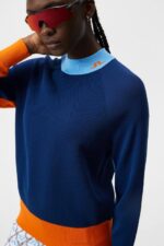 Zoe Knitted Sweater Estate Blue Women J.Lindeberg Clothing 66XF1765 - Image 4